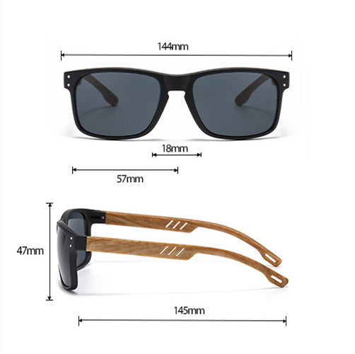Gafas de Sol Cuadradas Retro con Pata de Madera y Lente Degradado para Hombre - Image 25