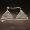 Rhinestone Mesh Sling Chest Chain Body Chain Silver Plated