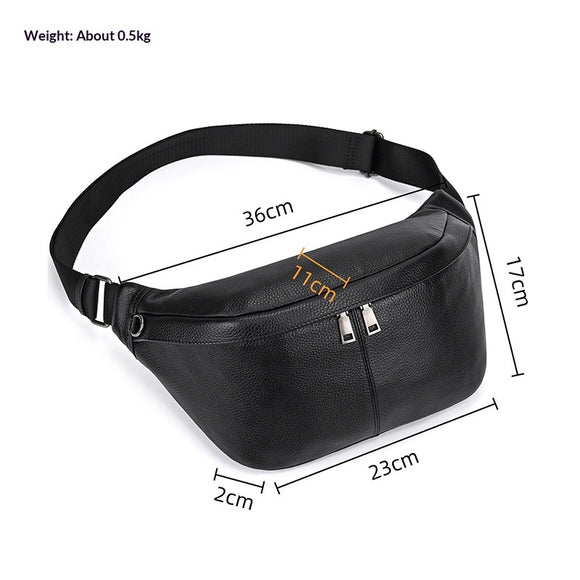 Bolsa de Pecho de Cuero Genuino para Hombre - Grande y Versátil