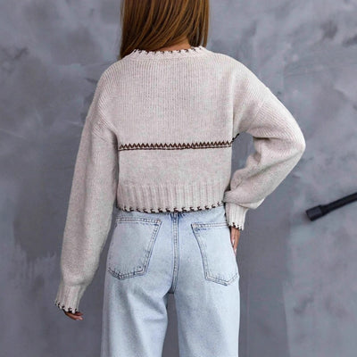 Suéter Corto Holgado Casual Estilo Estadounidense para Mujer - Image 3