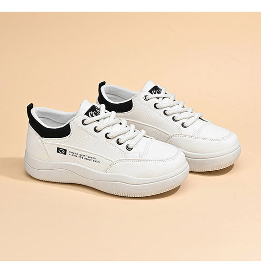 Tenis Blancos de Cuero Estilo Coreano Multiuso para Mujer - Image 20