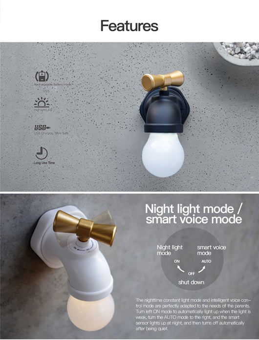 Lámpara LED Nocturna Inteligente con Carga USB y Control por Sonido - Image 14