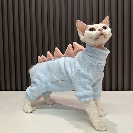 Disfraz de Dinosaurio para Gatos Sphynx - Ropa Térmica Cálida para Gatos sin Pelo