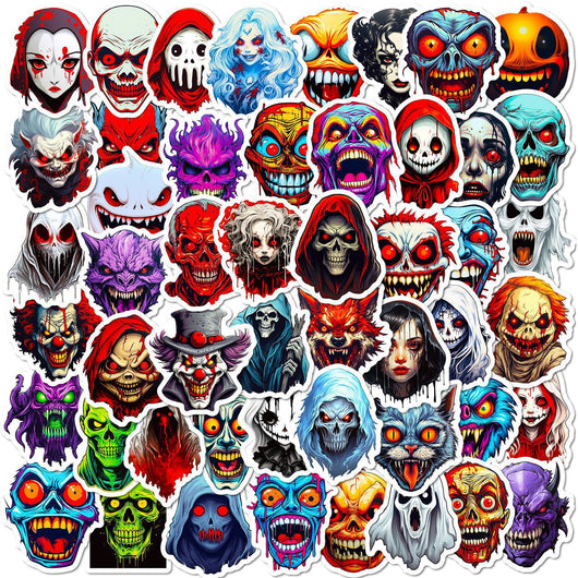 A large collection of colorful Halloween graffiti stickers featuring pumpkins, witches, ghosts, and other spooky characters. - Image 12