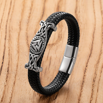 Pulsera de Cuero y Acero Inoxidable para Hombre - Image 3