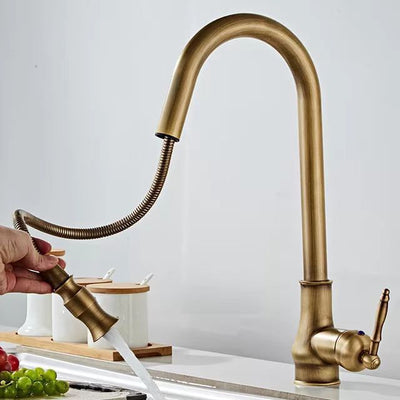 Grifo de Cocina Retráctil Estilo Europeo Antiguo con Cuenca de Cobre - Image 3