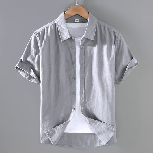 Camisa de Lino Hombre Manga Corta Suelta Casual - Image 3