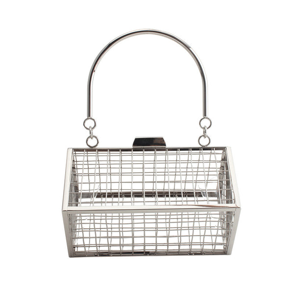 Bolso de Malla Metálica Hueca para Eventos - Cartera Diagonal Elegante