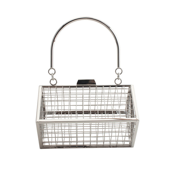 Bolso de Malla Metálica Hueca para Eventos - Cartera Diagonal Elegante
