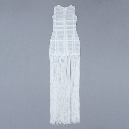 Vestido de Malla Transparente Midi con Flecos - Image 13