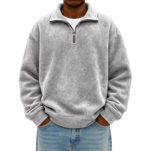 Sudadera Oversized Vintage con Cierre de Medio Cuello para Hombre - Image 3