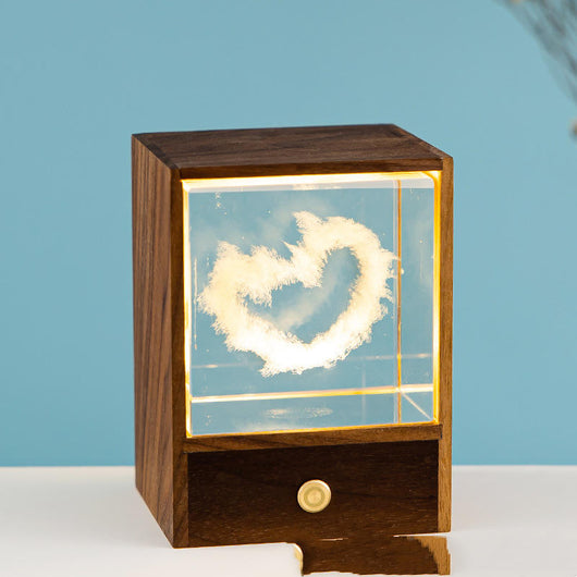 Lámpara Nocturna de Cristal con Diseño de Alce y Nubes - Caja de Madera - Image 17