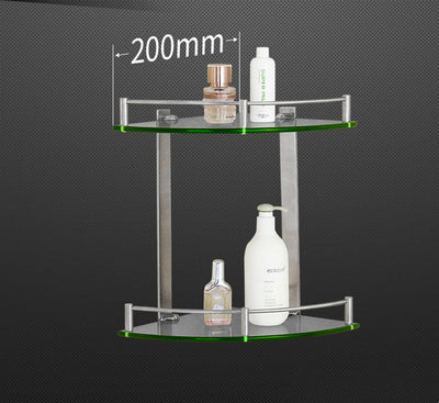Repisa de Esquina de Vidrio Templado para Baño - Acero Inoxidable con Soporte Ajustable - Image 3