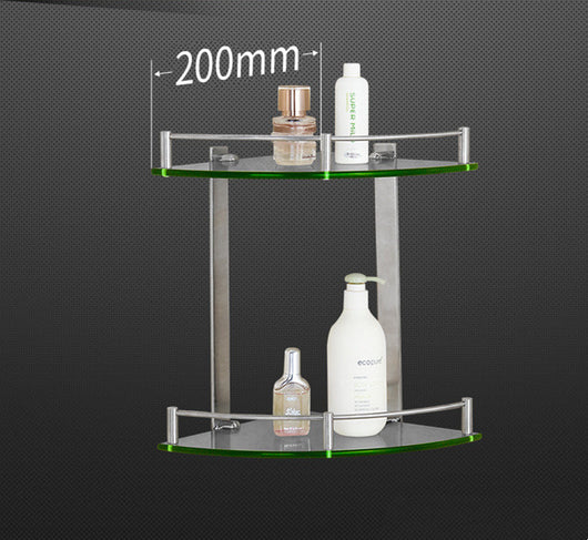 Repisa de Esquina de Vidrio Templado para Baño - Acero Inoxidable con Soporte Ajustable - Image 3