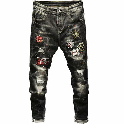 Jeans Casuales para Hombre con Bordado de Águila - Fácil de Combinar - Image 7