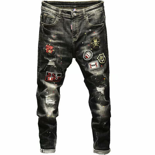 Jeans Casuales para Hombre con Bordado de Águila - Fácil de Combinar - Image 7