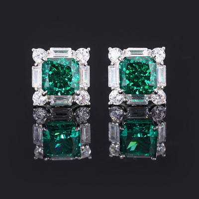 Conjunto de Anillo Plata 925 Esmeralda y Diamante Princesa Cuadrado - Image 18
