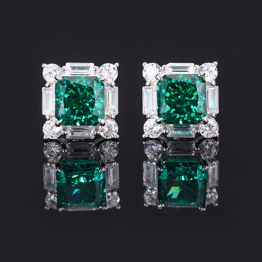 Conjunto de Anillo Plata 925 Esmeralda y Diamante Princesa Cuadrado - Image 18