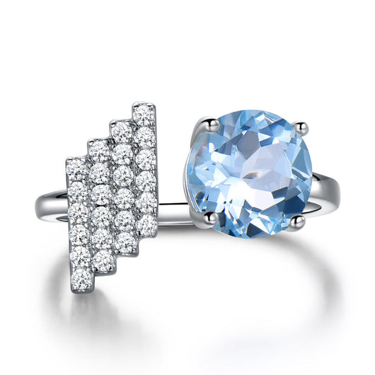 Anillo Ajustable con Topacio Azul - Diseño Abierto - Image 4