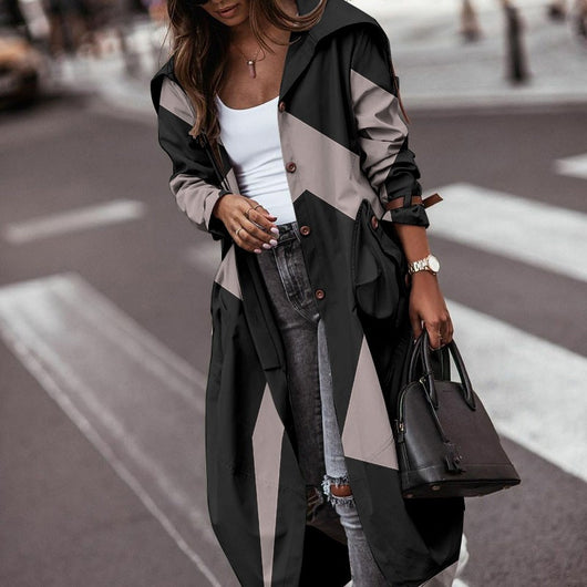Gabardina Casual para Mujer - Abrigo Tipo Trench de Largo Medio