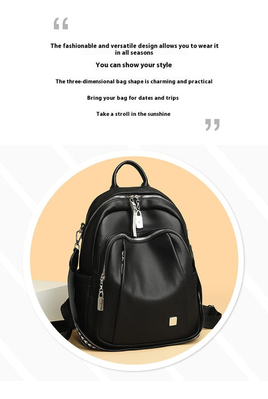 Mochila de Cuero Suave de Gran Capacidad para Estudiantes - Bolsa de Viaje Moderna - Image 12