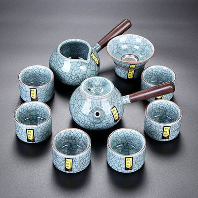 Juego de Té Celadón Ge Kiln Heredado con Acabado Agrietado - Image 12