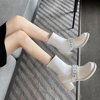 Botas Cortas Infantiles con Cristales y Flores - Estilo Elegante para Niñas - Image 2