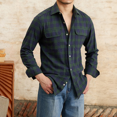 Camisa Casual de Cuadros Seersucker para Verano