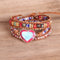 Pulsera Multicapa de Cuero Trenzado con Piedra Emperador y Abalorios Coloridos