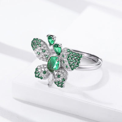 Anillo de Plata Mariposa S925 con Esmeralda Natural Incrustada - Image 6