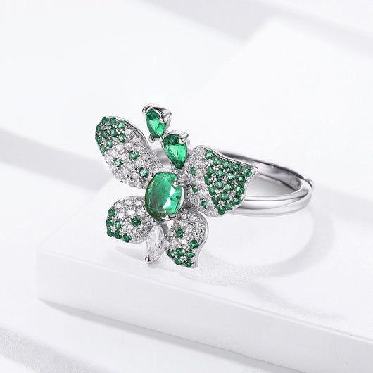 Anillo de Plata Mariposa S925 con Esmeralda Natural Incrustada - Image 6