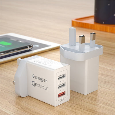 Cargador Rápido USB de 30W con 3 Puertos - Carga Simultánea