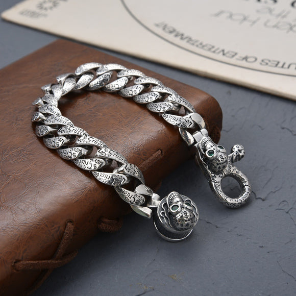 Pulsera de Calavera Retro en Plata Esterlina S925 para Hombre