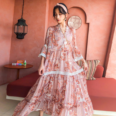 Vestido Floral Holgado de Gasa Retro Literario para Verano - Image 2