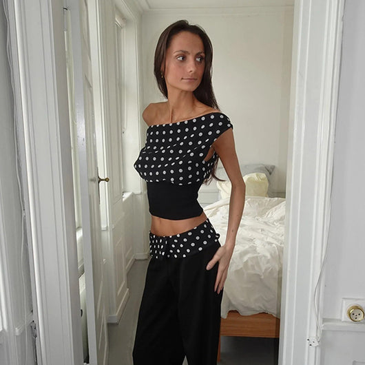 Blusa Crop Top Chiffon con Lunares y Espalda Descubierta - Top Casual Verano - Image 24