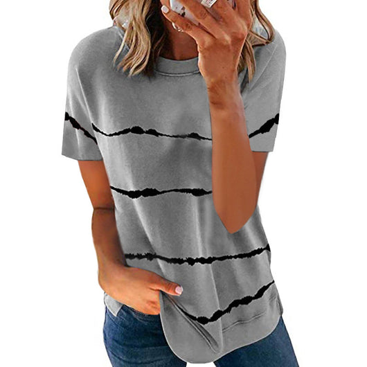 Blusa Rayada Suelta de Manga Corta - Image 6