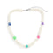 Mens Fashion Colorful Soft Pottery Flower Pearl Necklace Blanco