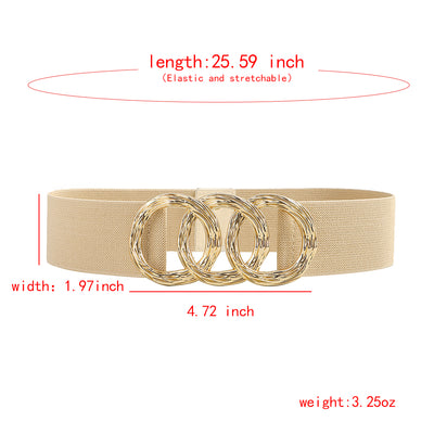 Cinturón Ancho Geométrico para Mujer con Hebilla Circular - Ideal para Trajes y Vestidos - Image 24