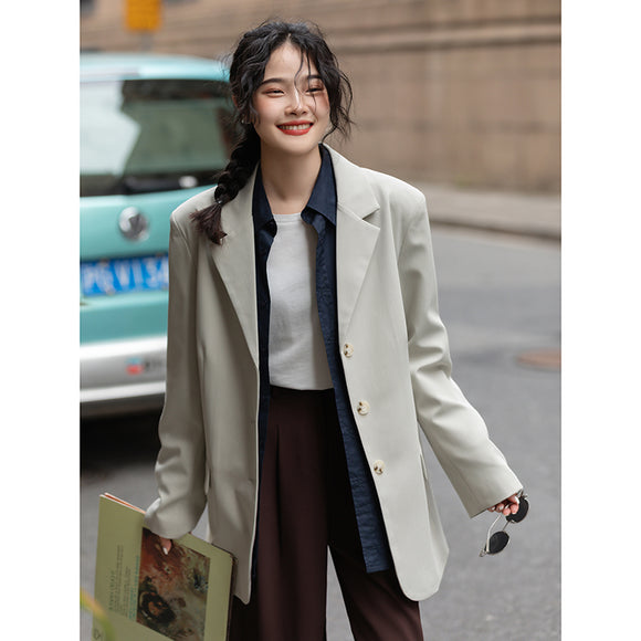 Blazer Casual Gris Senior Sense para Mujer