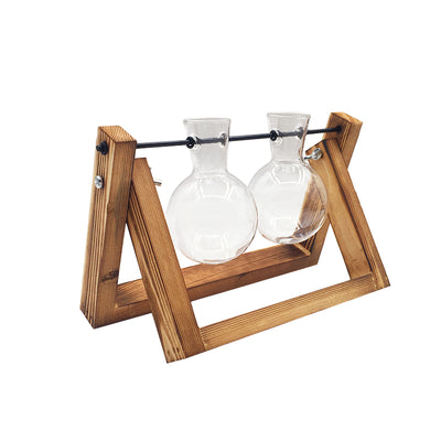 Maceta Hidropónica de Vidrio con Soporte de Madera Colgante - Image 7