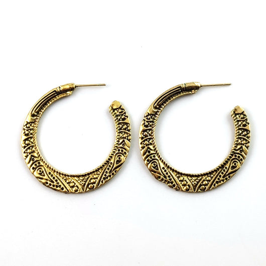 Aretes Vintage Grabados en C - Aleación Elegante - Image 7