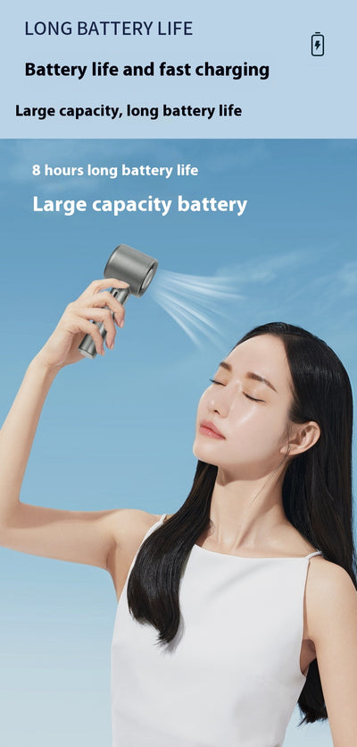 Starry Gray handheld fan with a digital display showing '100' and control buttons, featuring a sleek, modern design. - Image 21