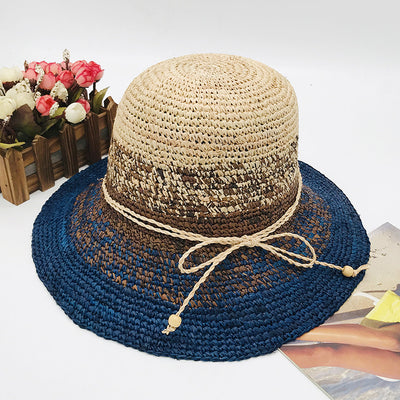 Sombrero de Rafia Tejido con Cúpula Calada y Ala Plana para Mujer - Image 13