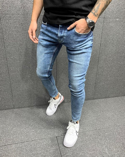 Jeans Slim Ajustados con Desgarre Estilo Europeo para Hombre - Image 11