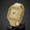 Reloj Cuadrado Hip Hop Diamante Completo con Esfera de Espinas y Circonitas Incrustadas para Hombre