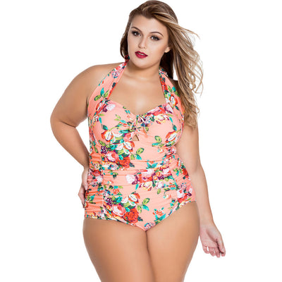 Traje de Baño Enterizo Halter Fruncido para Tallas Grandes - Image 10