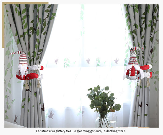 Christmas gnome curtain buckle with a red and white patterned hat, gray body, and long white beard. - Image 8