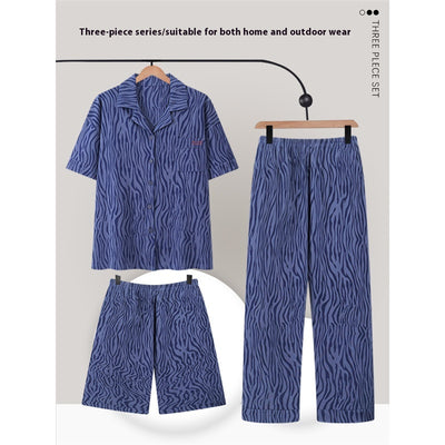 Pijama de Verano para Hombre - Conjunto de 3 Piezas en Algodón con Manga Corta - Image 4