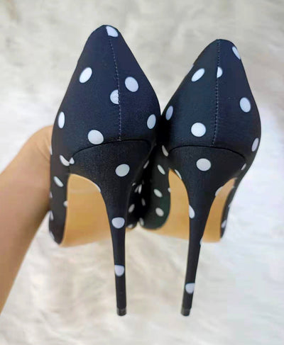 Zapatos de Tacón Alto Satinado con Lunares - Punta Fina Elegante - Image 8