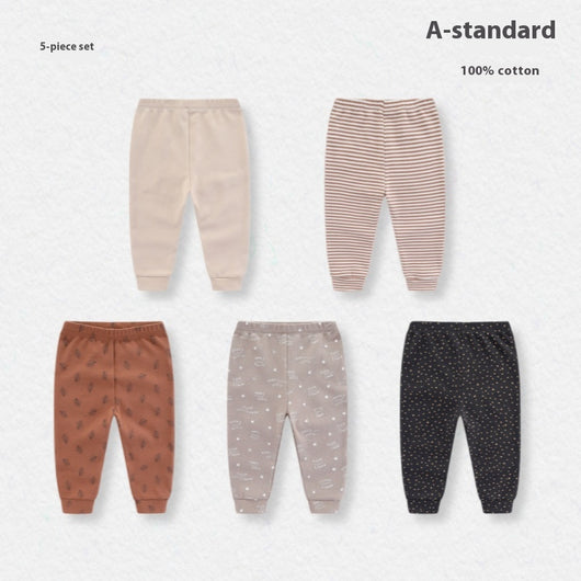 Pantalones de Algodón para Bebé Protección Abdominal Cintura Alta Transpirables
